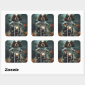 Sticker Carré Cavalier King Charles Spaniel Halloween effrayant (Feuille)