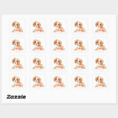Sticker Carré Cavalier King Charles Spaniel Orange Floral Person (Feuille)