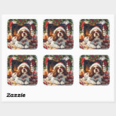 Sticker Carré Cavalier King Charles Spaniel par cheminée (Feuille)