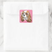Sticker Carré Cavalier King Charles Spaniel Portrait (Sac)
