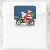 Sticker Carré Cavalier King Chien Noël Père Noël (Sac)