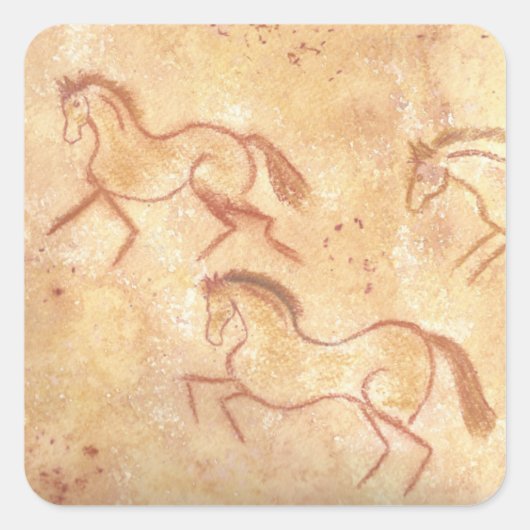 Sticker Carré Cave Drawing Painting of Horses (Devant)