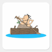 Sticker Carré Caveman En Canoë (Devant)