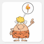 Sticker Carré Cavewoman pense au bâton de feu (Devant)