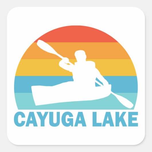 Sticker Carré Cayuga Lake New York Kayak (Devant)