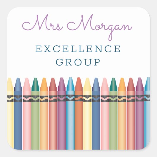 Sticker Carré Ccrayons colorés pour professeur cool (Devant)