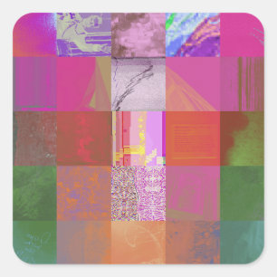 Sticker Carré CD1FE646 Abstrait Motif de Grille d'Art de Glitch