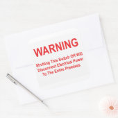 Sticker Carré Ce Commutateur Déconnectera L'Énergie Électrique (Enveloppe)