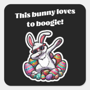 Sticker Carré Ce lapin adore faire du bogie !