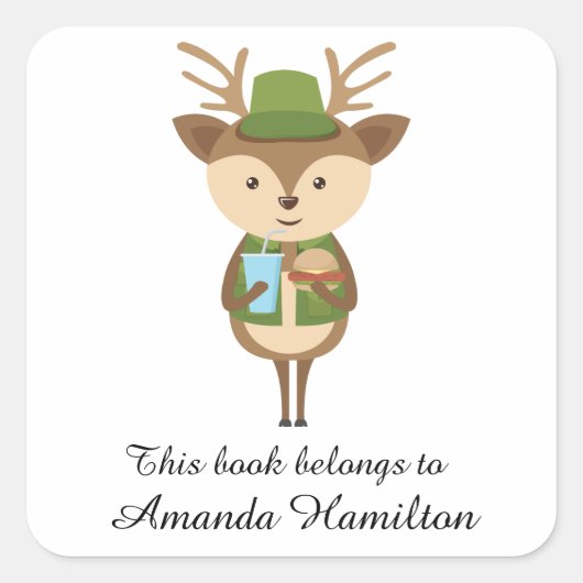 Sticker Carré Ce livre appartient à Cute Hungry Fawn (Devant)