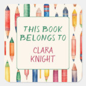 Sticker Carré Ce Livre Appartient À I Pink Back To School Bookpl (Devant)