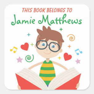 Sticker Carré Ce Livre Appartient À La Lecture De Dessins De Car