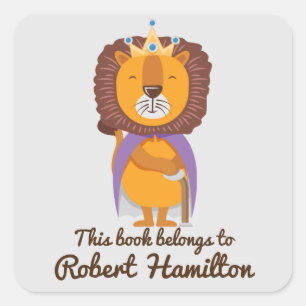 STICKER CARRÉ CE LIVRE APPARTIENT À LION KING AVEC CROWN