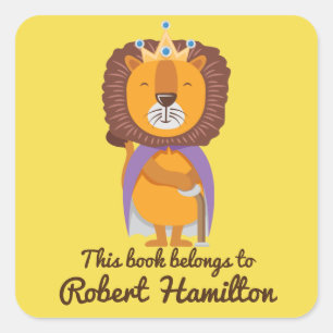 STICKER CARRÉ CE LIVRE APPARTIENT À LION KING AVEC CROWN