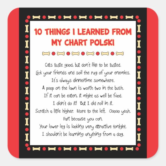 Sticker Carré Ce Que J'Ai Appris De Mon Graphique Polski (Devant)