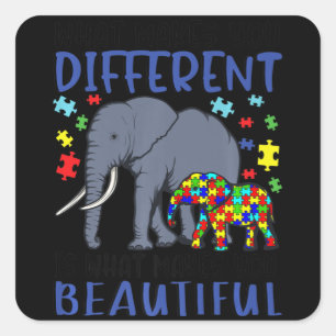 Sticker Carré Ce qui vous rend différents éléphant maman Autisme