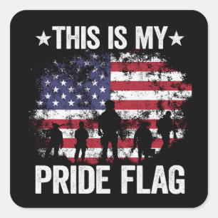 Sticker Carré Ceci est mon drapeau de fierté Soldat américain Mi