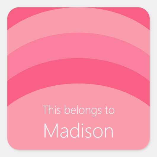 Sticker Carré Cela Appartient À Bandes Roses Nom Blanc (Devant)