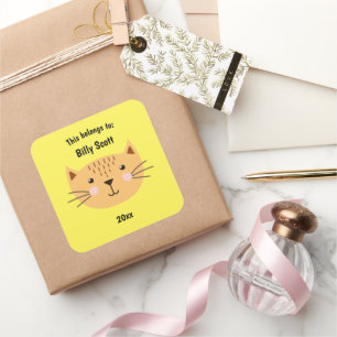 Sticker Carré Cela fait partie de retour à l'école Chat visage j
