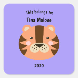 Sticker Carré Cela fait partie du retour à l'école Tiger visage