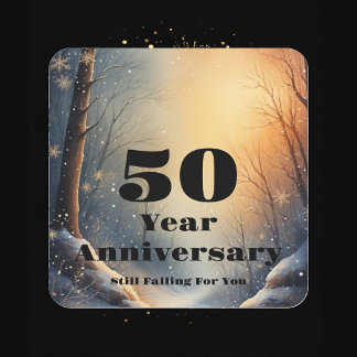 Sticker Carré Célébration de 50 ans d'anniversaire Toujours amou