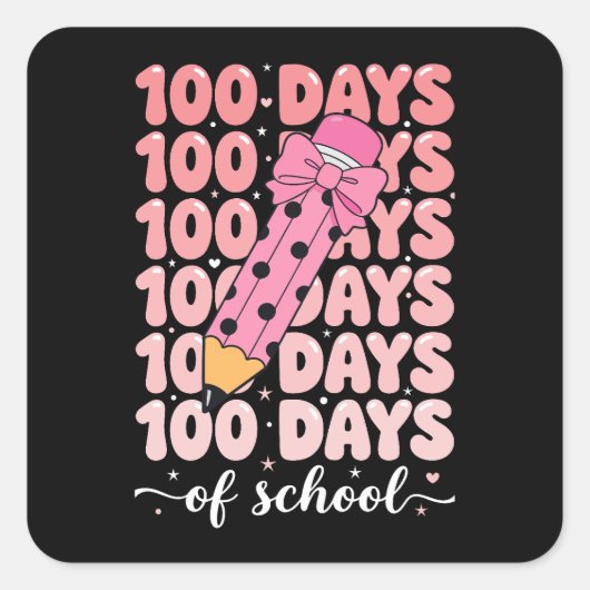 Sticker Carré célébration des 100 jours d'école (Devant)