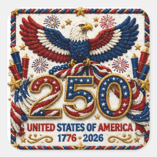 Sticker Carré Célébration patriotique 250e anniversaire 1776 -20