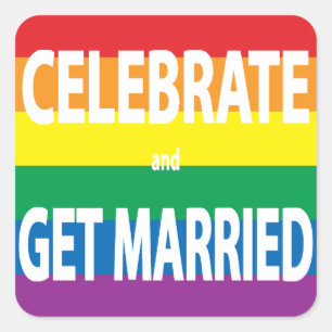 Sticker Carré Célébrer se marier, l'amour gagne, LBGT