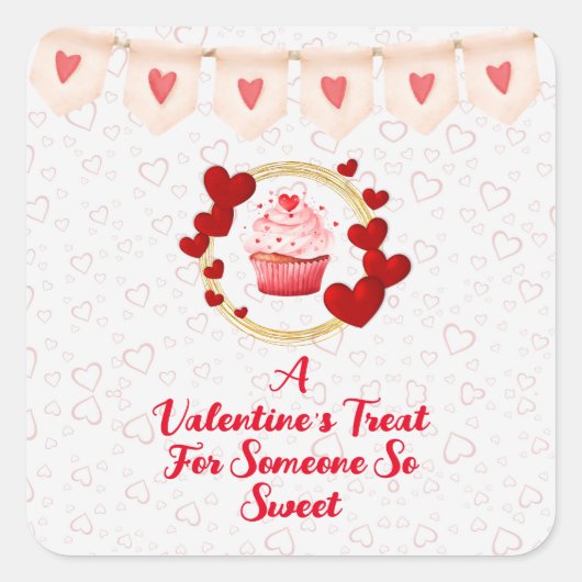 Sticker Carré Célébrez un petit gâteau pour un cadeau sucré (Devant)