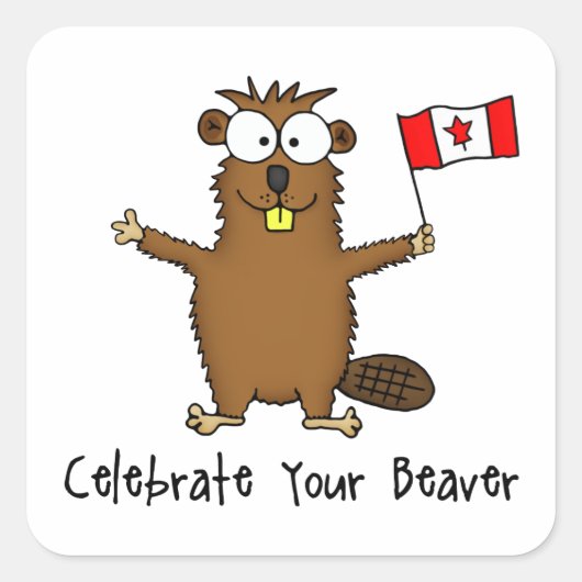 Sticker Carré Célébrez vos chevalets de castor (Devant)