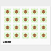 Sticker Carré Celery Wht Chevron Brown Quatrefoil 3 Monogramme (Feuille)