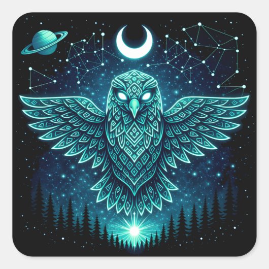 Sticker Carré Celestial Eagle – Stellar Freedom Wildlife Galaxy  (Devant)