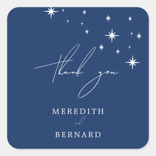 Sticker Carré Celestial Elegant Blue Wedding Thank You Favor (Devant)
