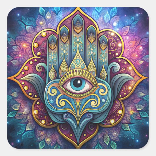 Sticker Carré Celestial Hamsa (Devant)
