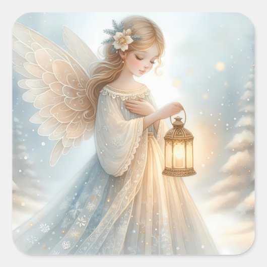 Sticker Carré Celestial Winter Angel Lantern of Comfort (Devant)