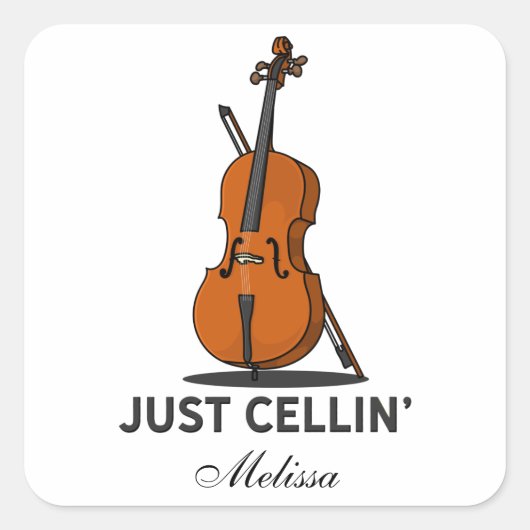 Sticker Carré Cellin Cello Musician Custom (Devant)