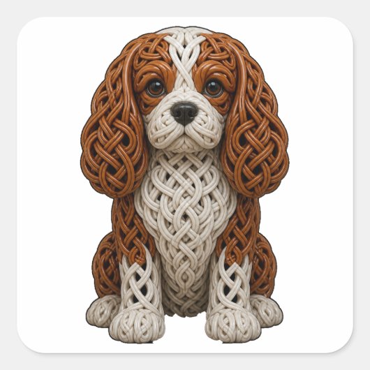 Sticker Carré Celtic Knot Blenheim Cavapoo (Devant)