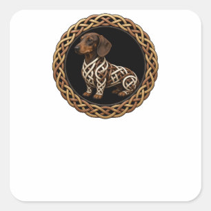 Sticker Carré Celtic Knot Dachshund