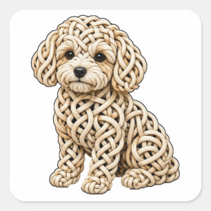 Sticker Carré Celtic Knot Maltipoo Crème