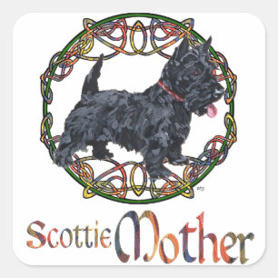Sticker Carré Celtic Scottish Terrier Mother