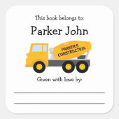 Sticker Carré Cement Truck, plaque d'immatriculation pour enfant (Devant)