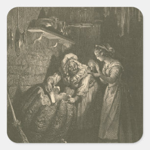 Sticker Carré Cendrillon Citrouille - Gustave Doré