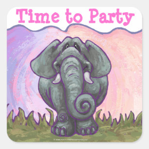 Sticker Carré Centre du parti des éléphants