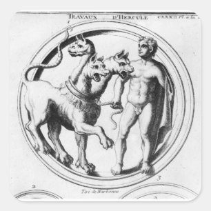 Sticker Carré Cerberus a apprivoisé par Hercule