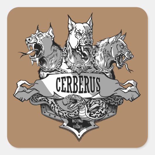 Sticker Carré Cerberus et serpent (Devant)
