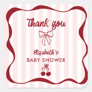Sticker Carré Cerceaux de remerciement pour Baby Shower Cherry C