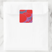 Sticker Carré cercle rouge et bleu foncé violet art abstrait (Sac)