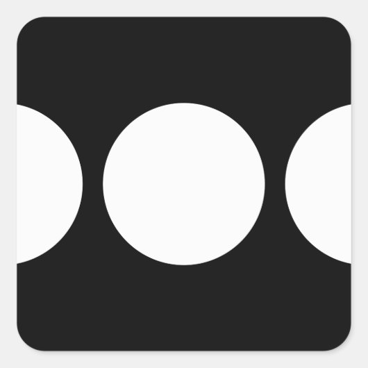Sticker Carré Cercles blancs sur noir (Devant)