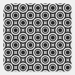 Sticker Carré Cercles de zigzag blanc mignon motif
