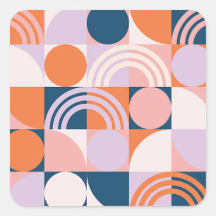 Sticker Carré Cercles du milieu du siècle : Motif géométrique